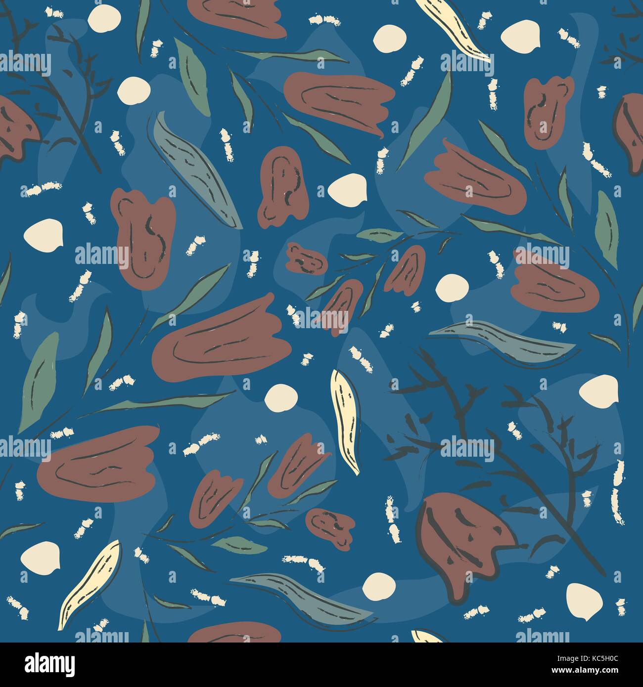 Florale nahtlose Muster. Hand gezeichnet. Vector Illustration Stock Vektor