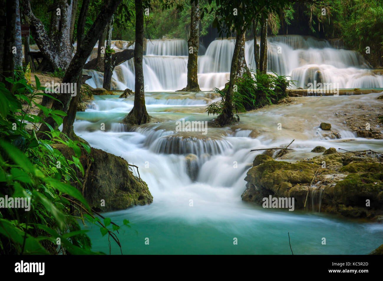 Kuang Si Wasserfall und Pool in Luang Prabang, Laos Stockfoto