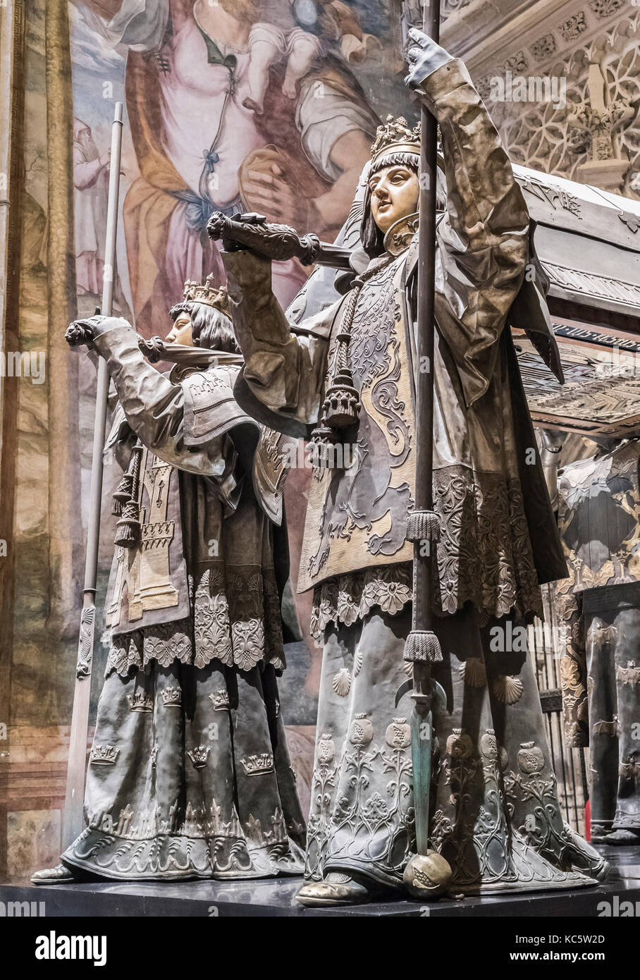 Grab von Cristobal Colon der Kathedrale von Sevilla, vor der Tür des Fürsten oder San Cristobal, Andalusien, Spanien Stockfoto