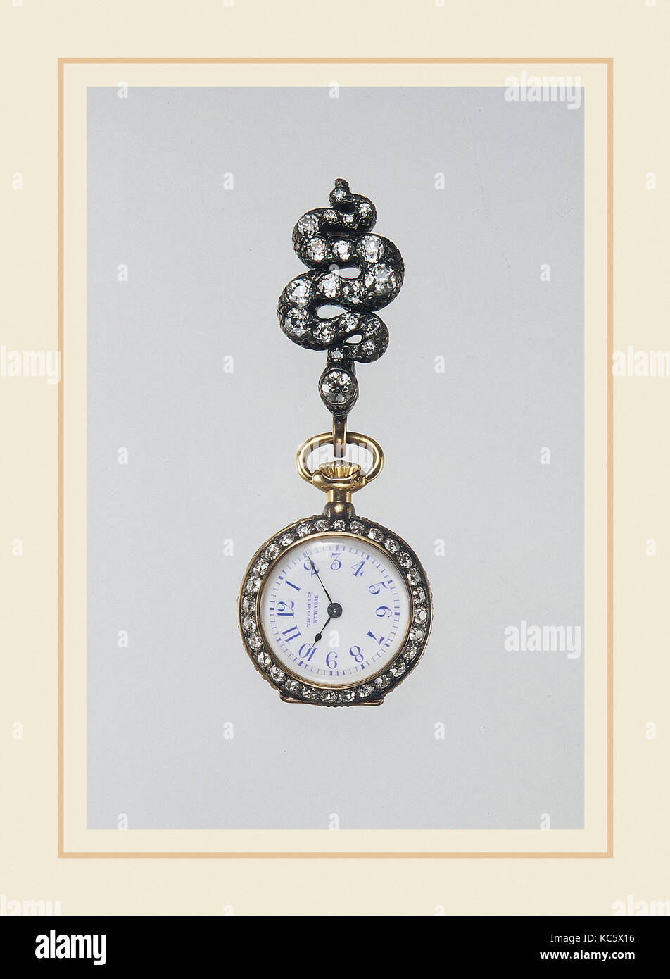 Watch und Pin, 1870, in New York, New York, United States, US-amerikanischer, Gold, Diamanten, Silber, 7/8 x 2 5/16 in. (2,2 x 5,9 Stockfoto