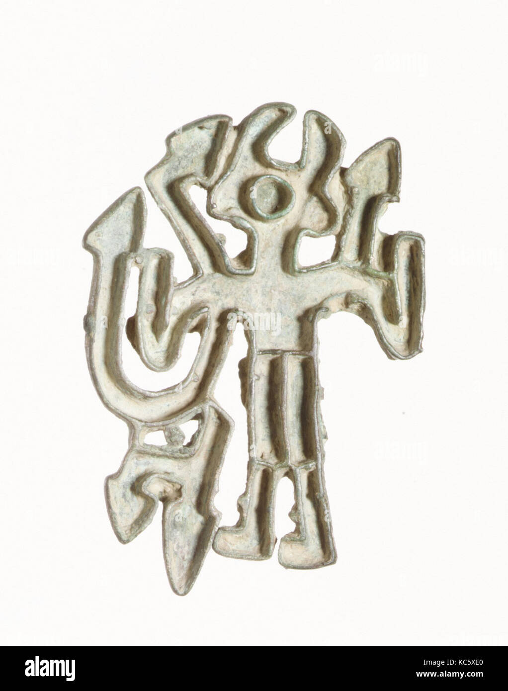 Openwork Stempelplakette: Abbildung holding Schlangen, Ca. Später 3rd-frühen zweiten Jahrtausend v. Chr. Stockfoto
