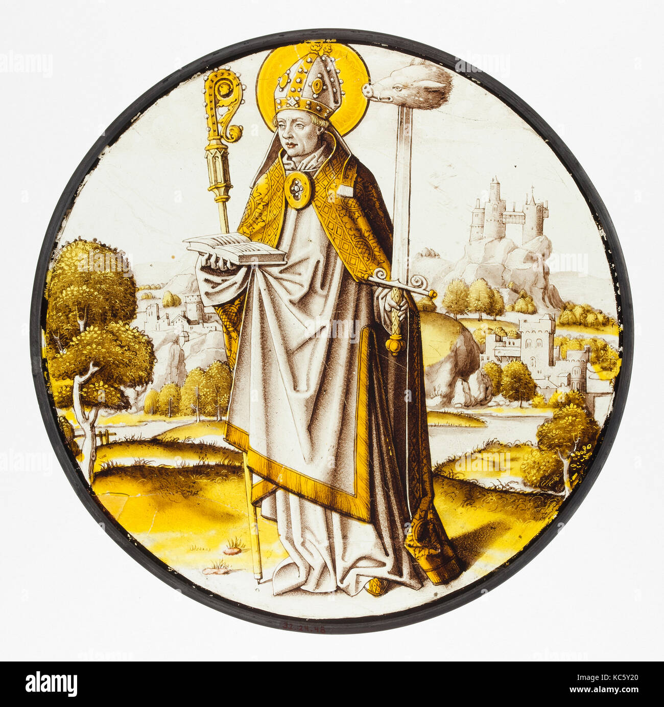 Roundel mit St. Lambrecht von Maastricht, 1510-20. Stockfoto