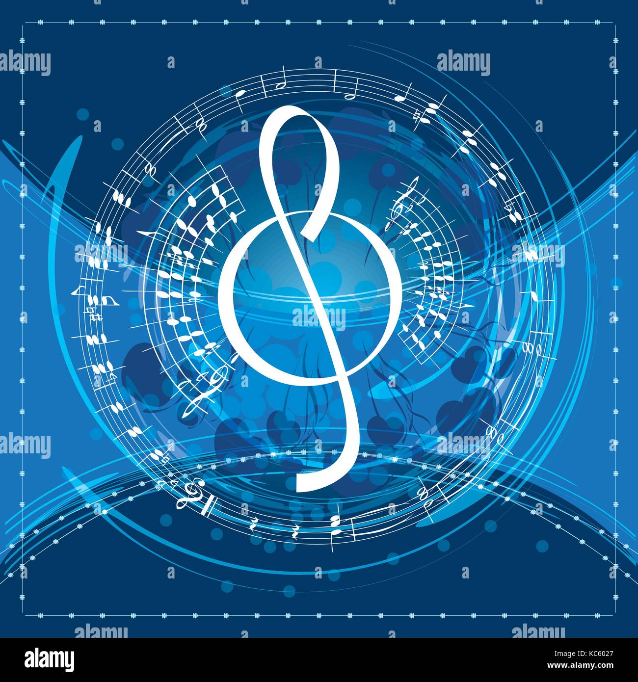 Musik Hintergrund mit dekorativen Violinschlüssel, Vector Illustration Stock Vektor
