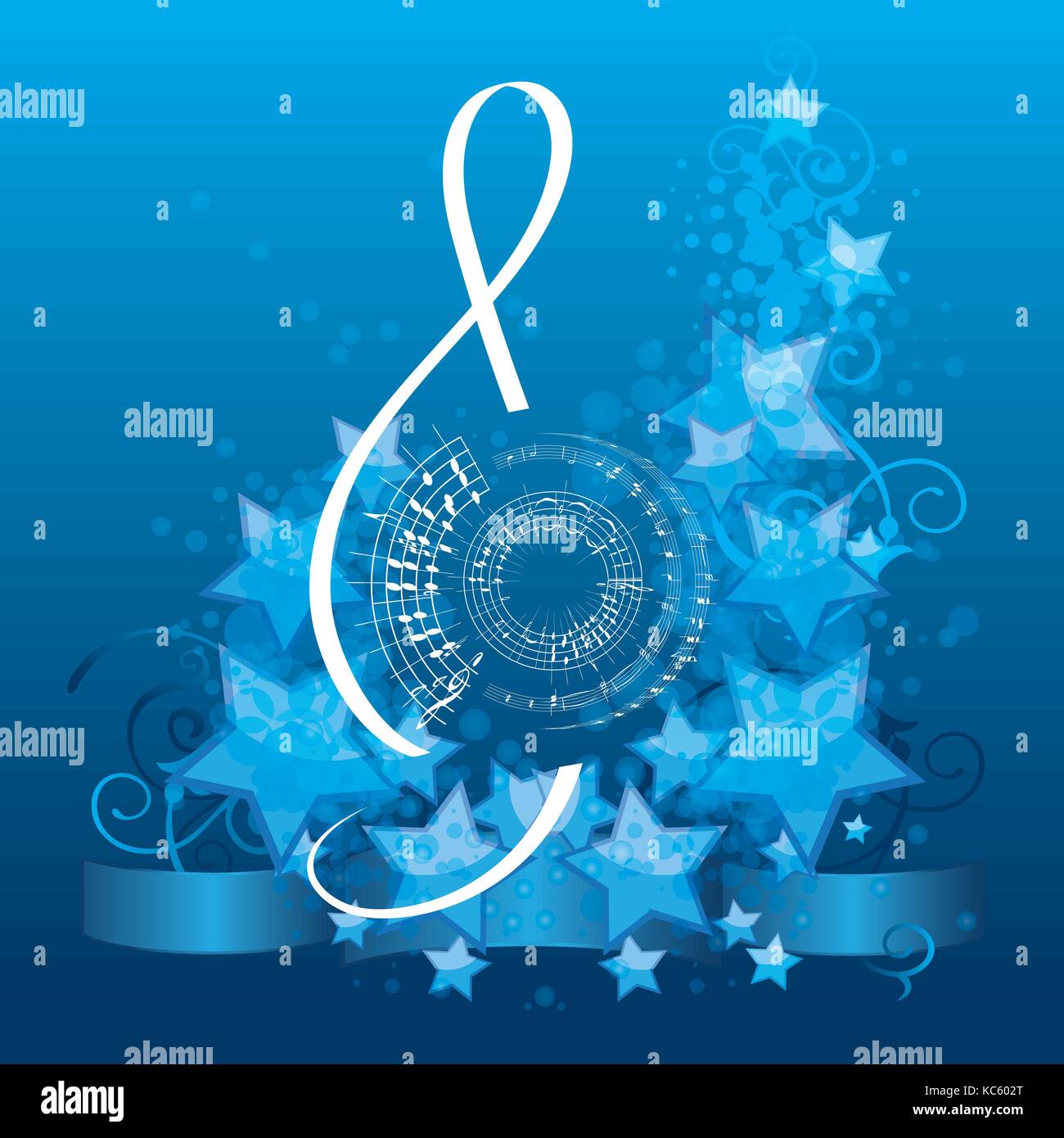Musik Hintergrund mit dekorativen Violinschlüssel, Vector Illustration Stock Vektor