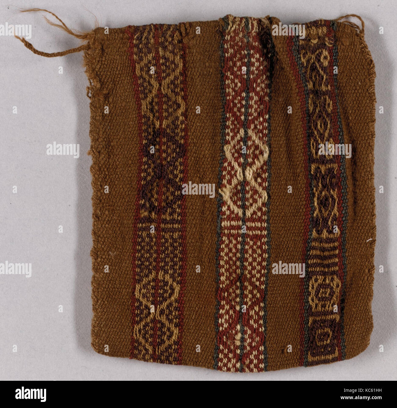 Beutel, 16. Jahrhundert (?), Peru, Quechua, Baumwolle, Camelid Haar, Höhe 3-7/8-in.-, Textiles-Woven Stockfoto