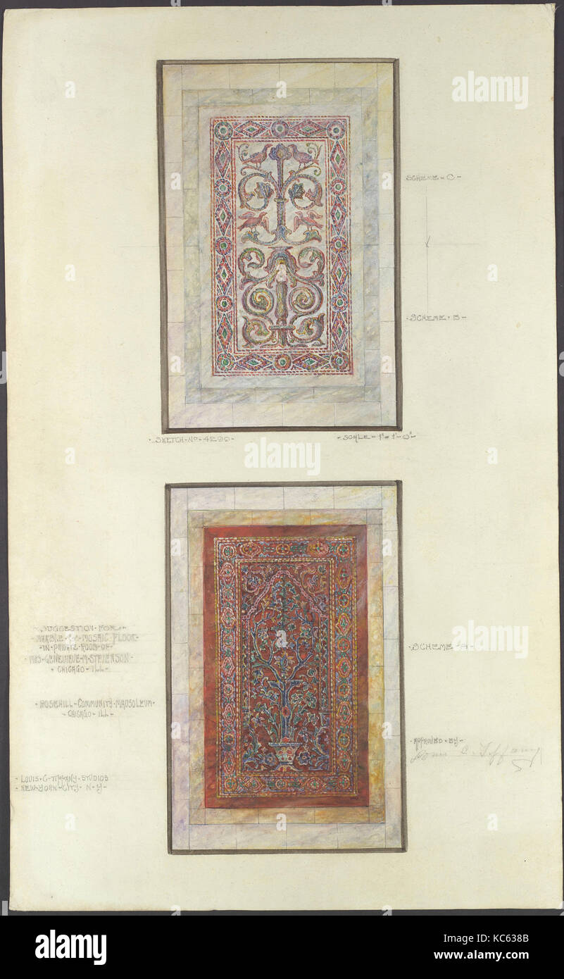 Vorschlag für Marmor & Mosaikboden, Louis C. Tiffanys Studios Corporation, 1932 - Ca. 1938, Ca. 1932 - 33 Stockfoto