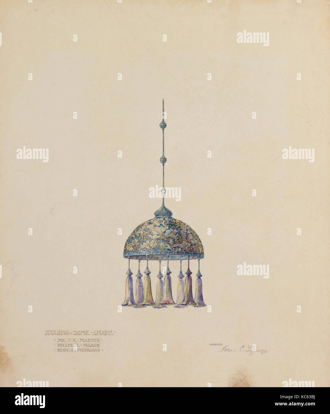 Zeichnung für hängende Dome Schatten, Tiffany Studios, 1905-15. Stockfoto