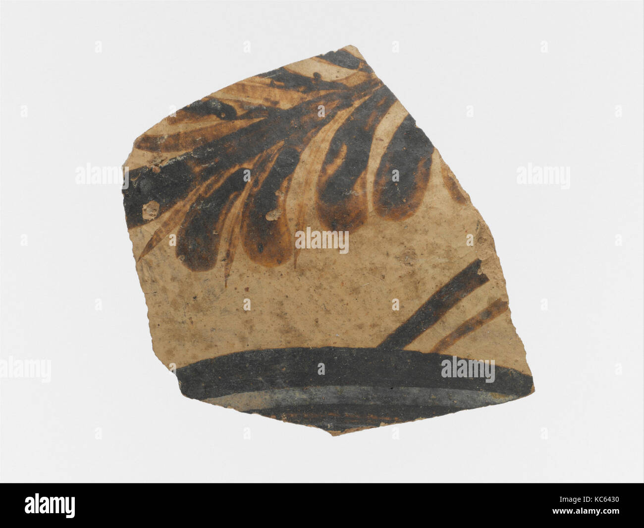 Terracotta Gefäß Fragment mit Blumenmotiv und Band, Ca. 1600 - 1450 v. Chr. Stockfoto