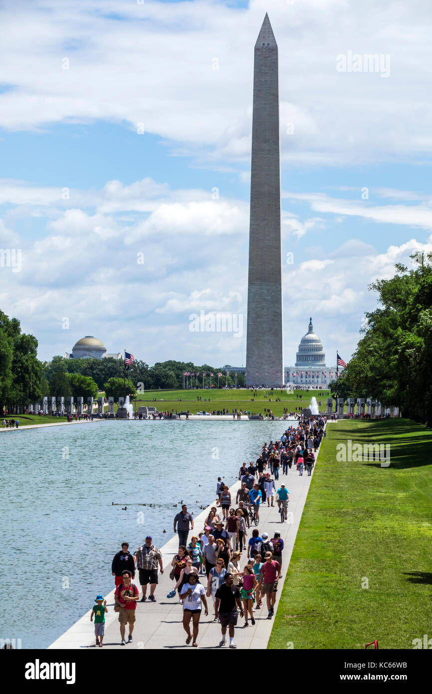 Washington DC, National Mall, reflektierender Pool, Washington Monument, Aussicht, DC170527019 Stockfoto