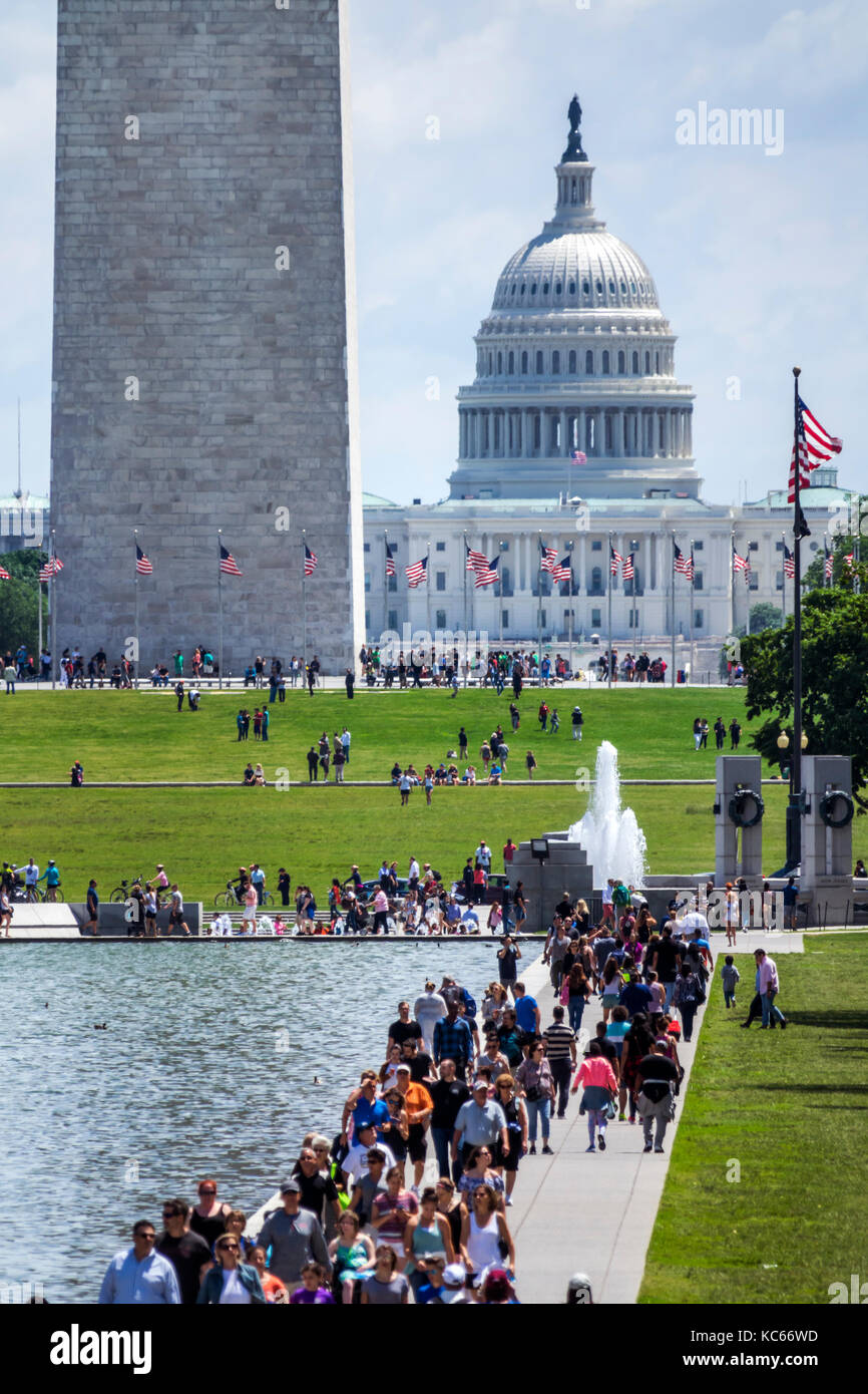 Washington DC, National Mall, Reflecting Pool, Washington Monument, Capitol, Aussicht, DC170527020 Stockfoto