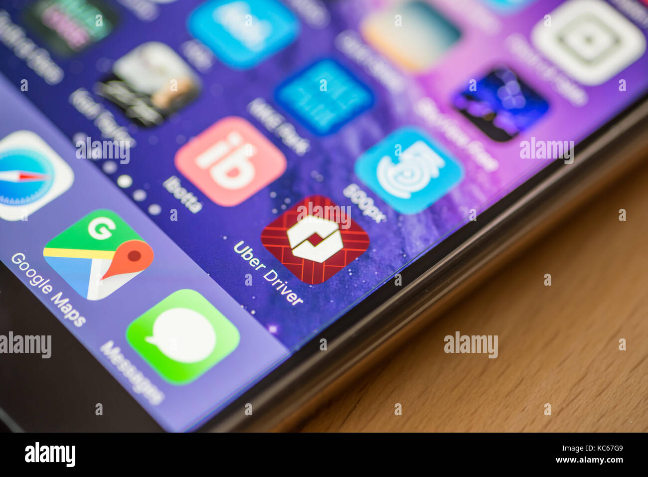 Chicago, IL, USA, May -12,2017, Nahaufnahme eines Uber die Anwendung auf einem Smartphone (nur für die redaktionelle Nutzung) Stockfoto