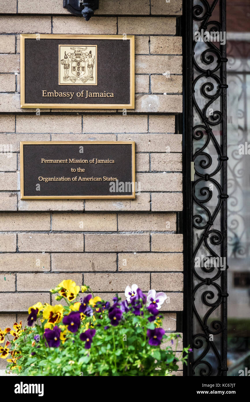 Washington DC, Dupont Circle, Botschaft von Jamaika, Tür, Außenansicht, diplomatische Mission, DC170527115 Stockfoto