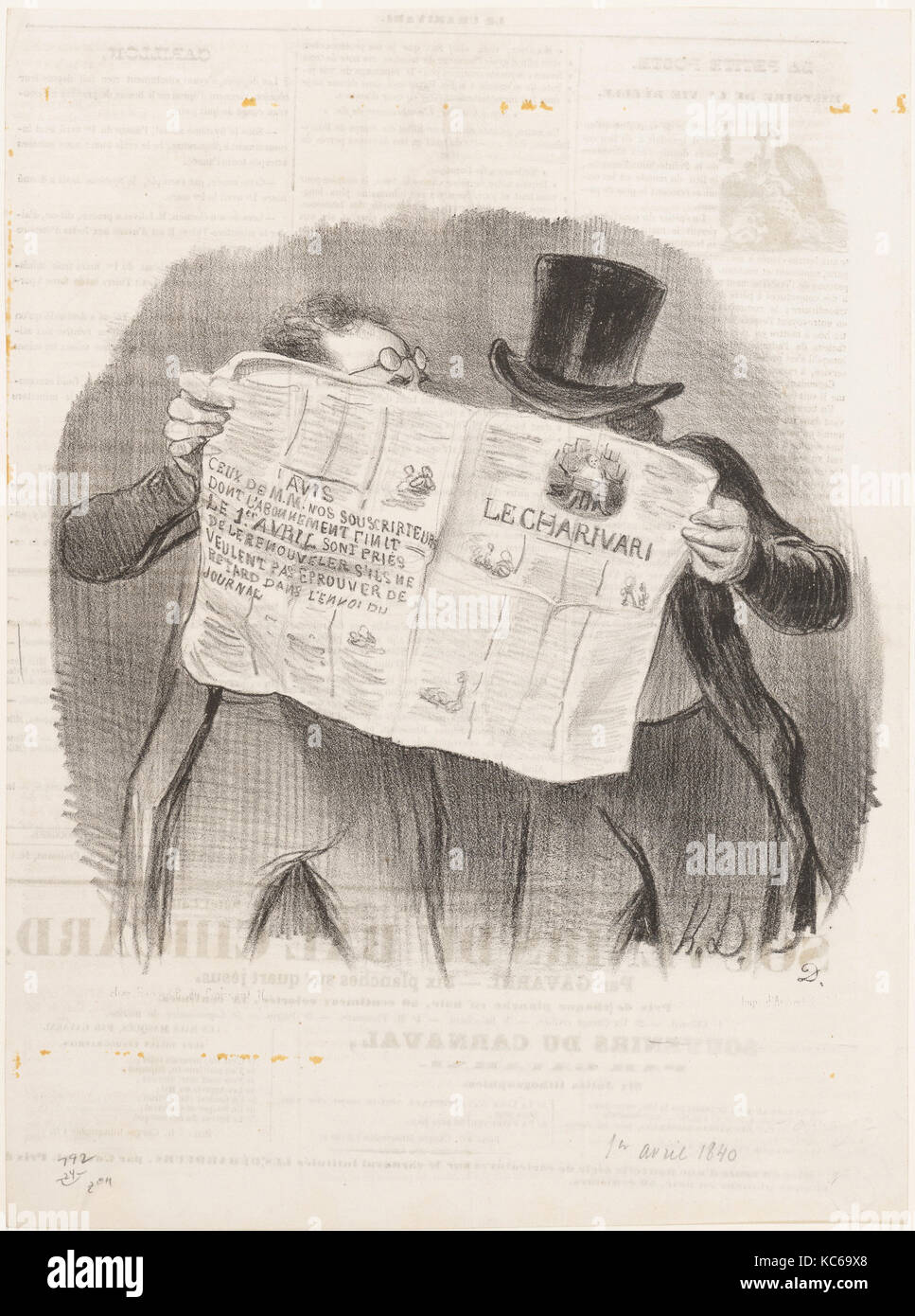 Beratung der Teilnehmer, in Le Charivari, April 1, 1840 Honoré Daumier, 1. April 1840 veröffentlicht. Stockfoto