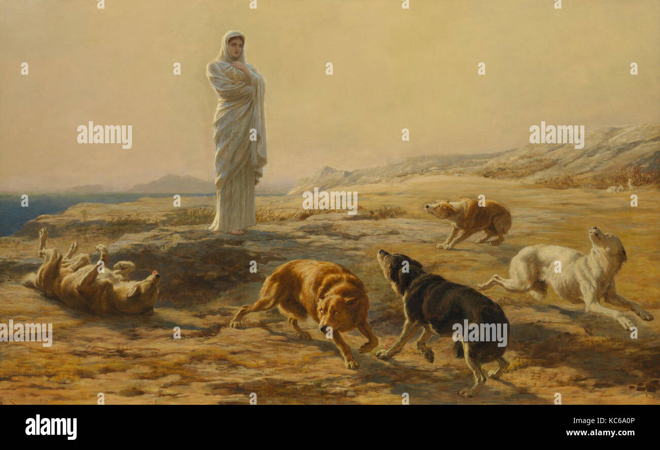 Pallas Athena und der Hirt Hunde, Briton Riviere, 1876 Stockfoto