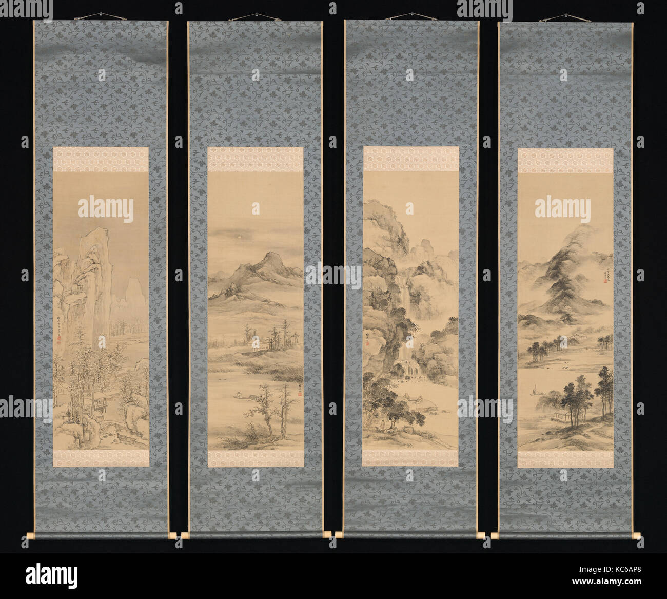 四季山水図, Landschaften der Vier Jahreszeiten, Baiitsu Yamamoto, 1848 Stockfoto
