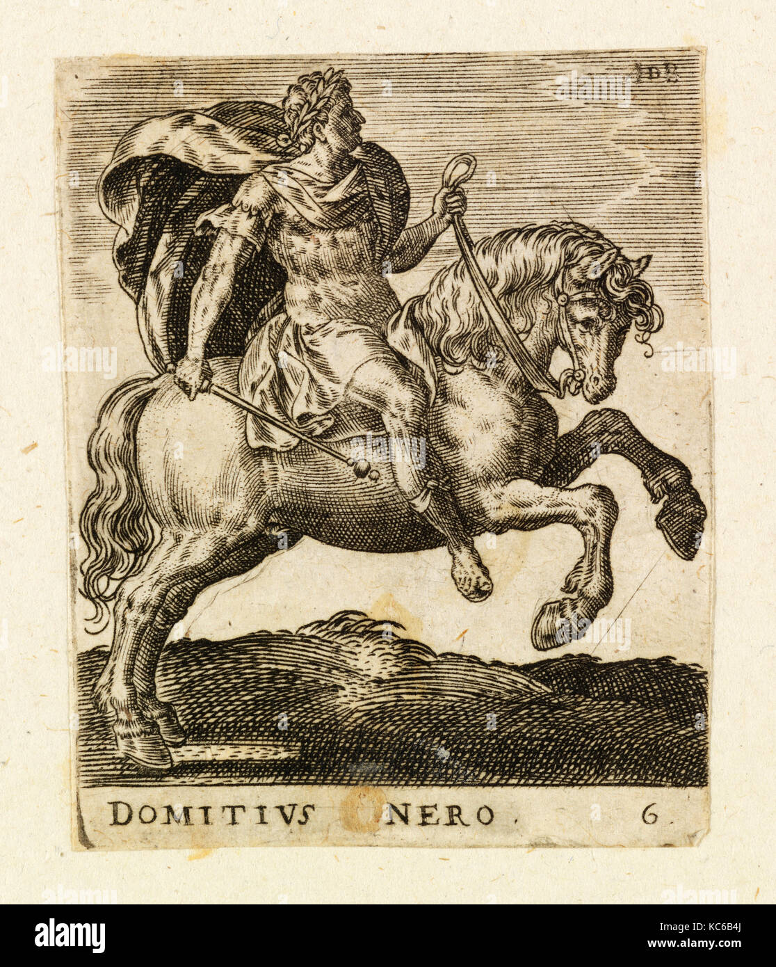 Zeichnungen und Drucke, Drucken, Domitius Nero von zwölf Caesars auf dem Pferderücken, Künstler, Abraham de Bruyn, Flandern, Antwerpen 1540 - 1587 Stockfoto