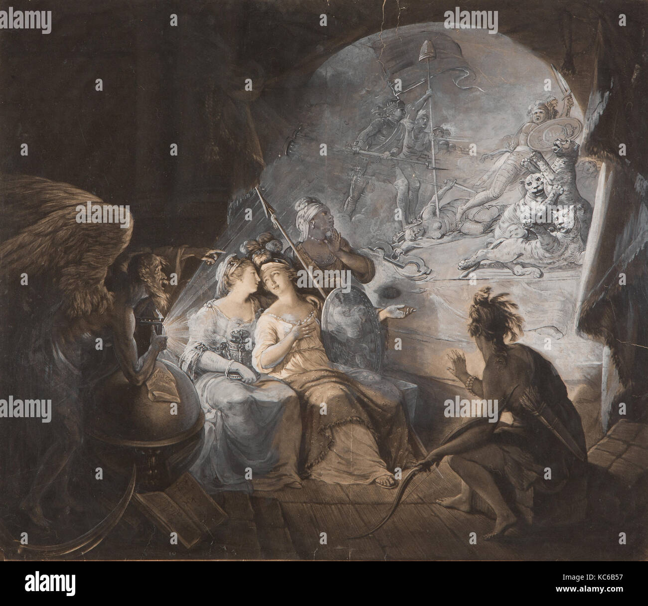 Die Tea-Tax - Tempest (Oracle), 1774, Schabkunst mit Gouache; zerkratzt Nachweis, 20 1/2 x 23 3/8 in. (52,1 x 59,4 cm), Drucke Stockfoto