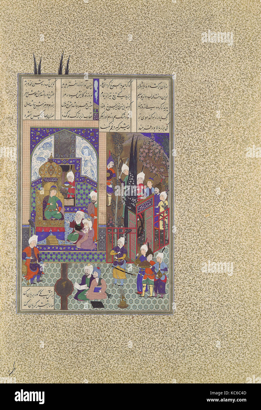 "Der Shah Weisen genehmigen Zal der Ehe', Folio 86v aus dem shahnama (Buch der Könige) von Shah Tahmasp Stockfoto