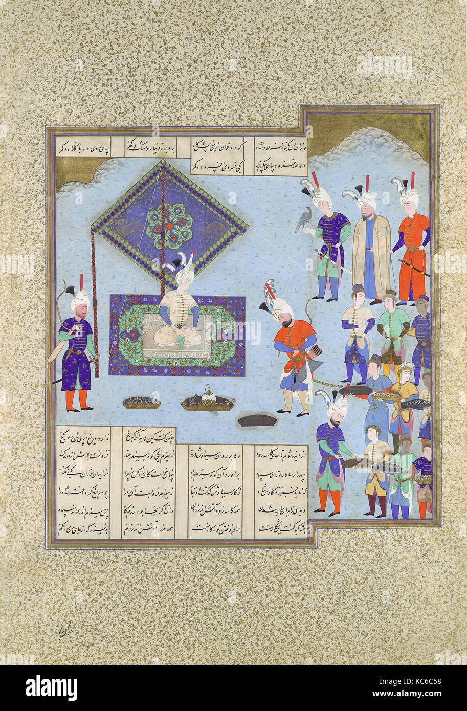 "Kai Khusrau ist Krieg die Preise sind verpfändet", Folio 225 v aus der Shahnama (Buch der Könige) von Shah Tahmasp Stockfoto