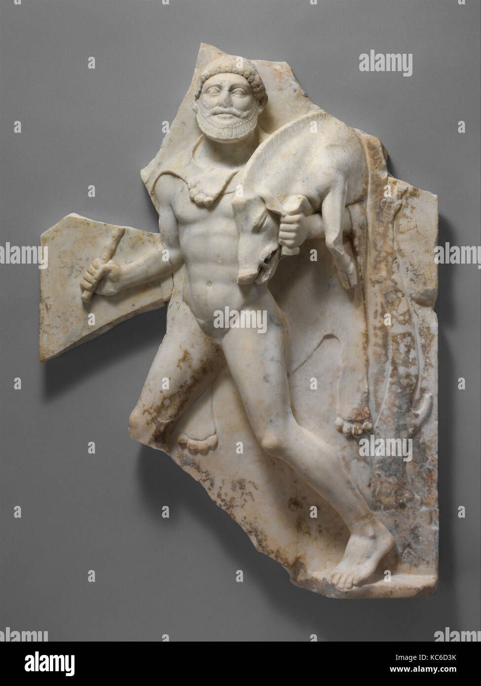 Marmorrelief mit Herakles die Erymanthian Wildschwein, 27 v. Chr. - A.D. 68 Stockfoto
