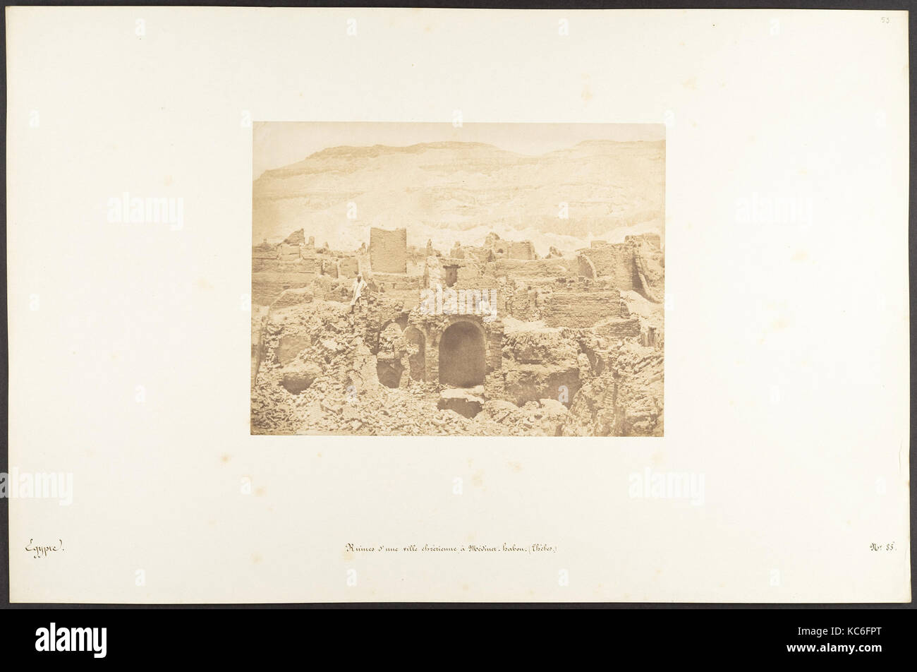 Ruinen d'une Ville chrétienne à Médinet - habou (thèbes), Maxime Du Camp 1849 - 50 Stockfoto