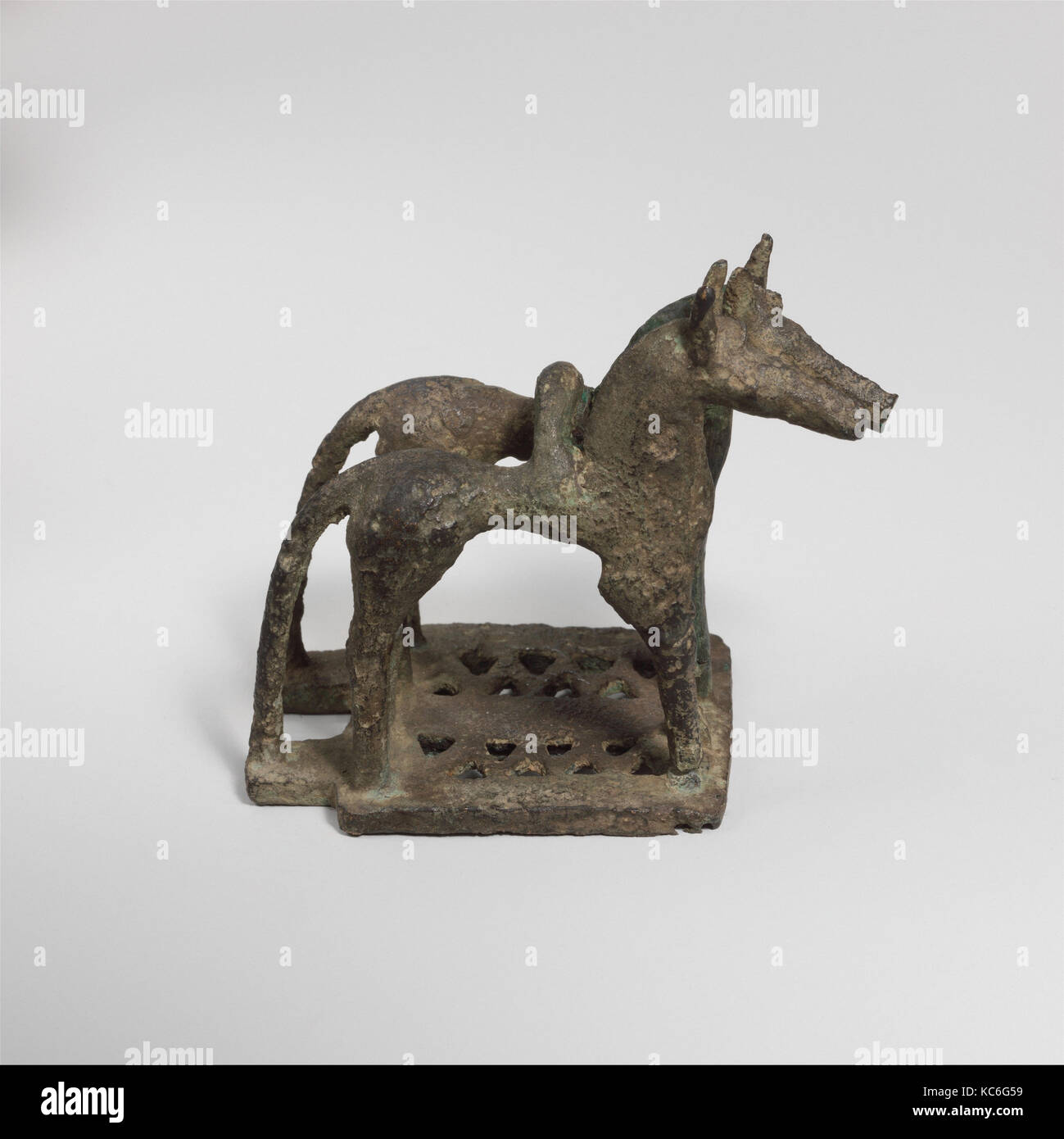 Bronzestatuette eines Teams von Pferden, 8. Jahrhundert v. Chr. Stockfoto