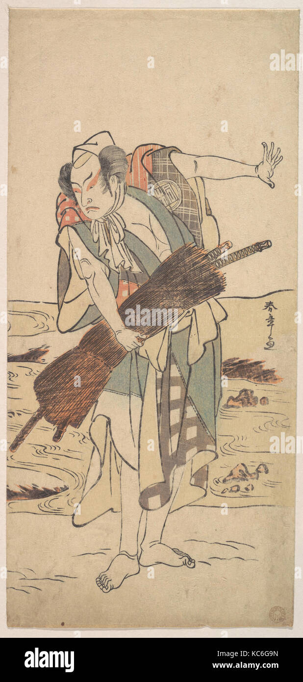 Arashi Sangoro als Ronin Samurai auf der Bank, Katsukawa Shunshō, Ca. 1777 Stockfoto