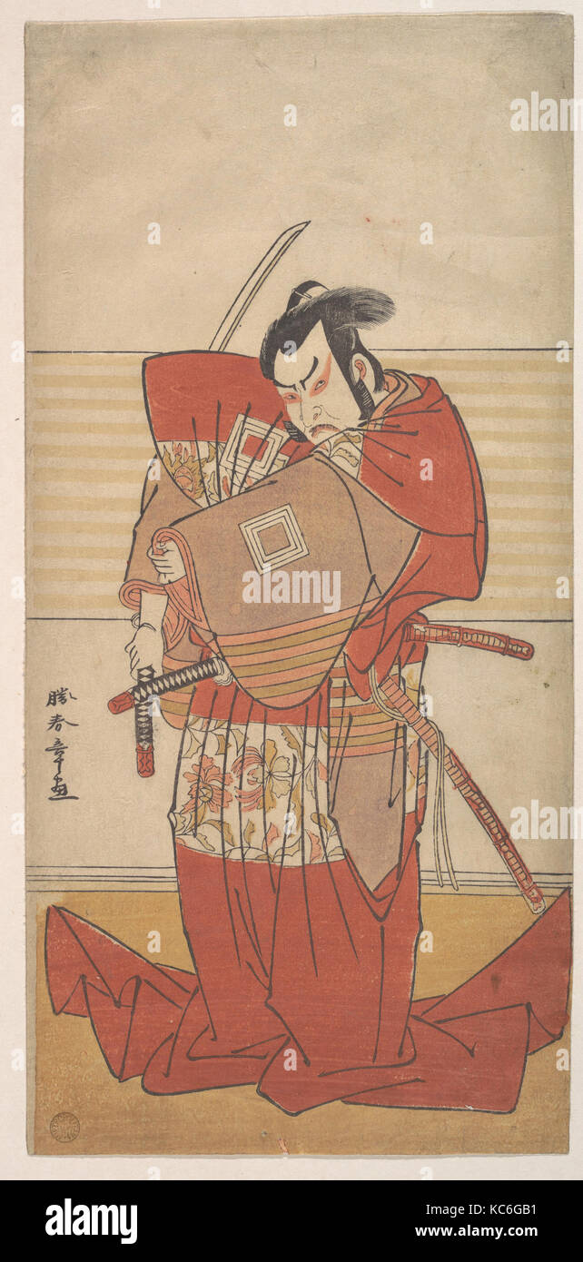 Der Schauspieler Ishikawa Danjuro V Durchführung einer Shibaroku Handeln und sein Schwert war gezückt in seiner Hand, Katsukawa Shunshō, Ca. 1781 Stockfoto