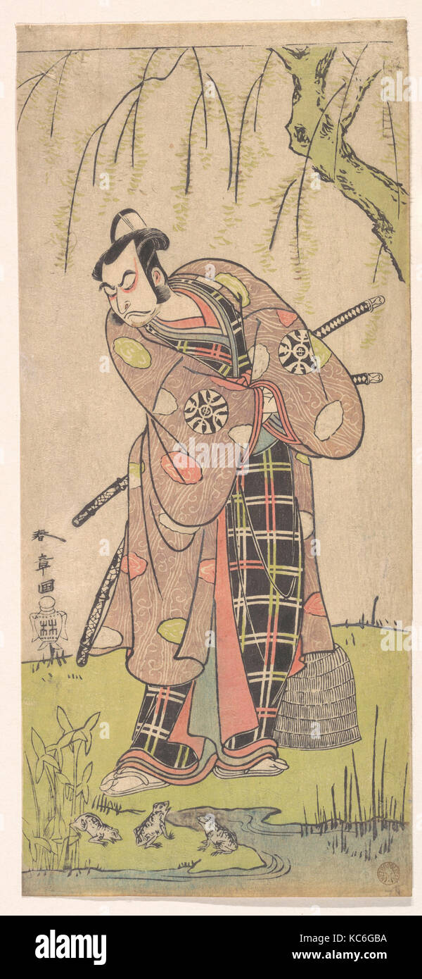 Die erste Nakamura Nakazo als Samurai in der Nähe von einem Willow Tree, Katsukawa Shunshō, 1768 oder 1769 Stockfoto