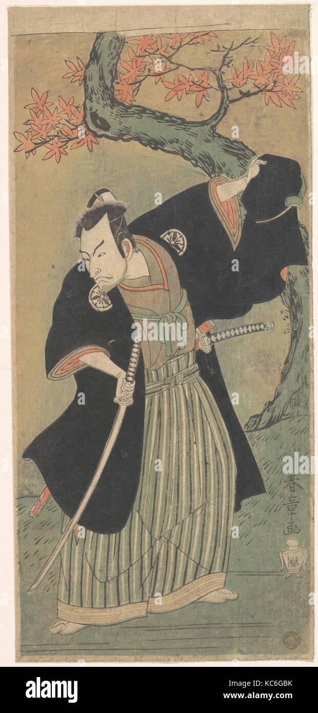 Die dritte Matsumoto Koshiro als Samurai stehend, Katsukawa Shunshō, 1769 oder 1770 Stockfoto