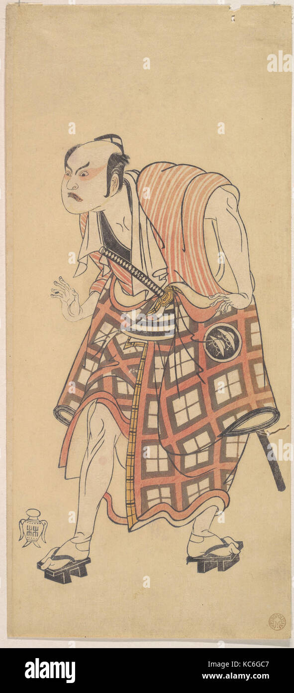 Die zweite Nakajima Mihoemon als ein Mann, der mit dem Kopf nach vorne gebogen, Katsukawa Shunshō, 1768 oder 1769 Stockfoto