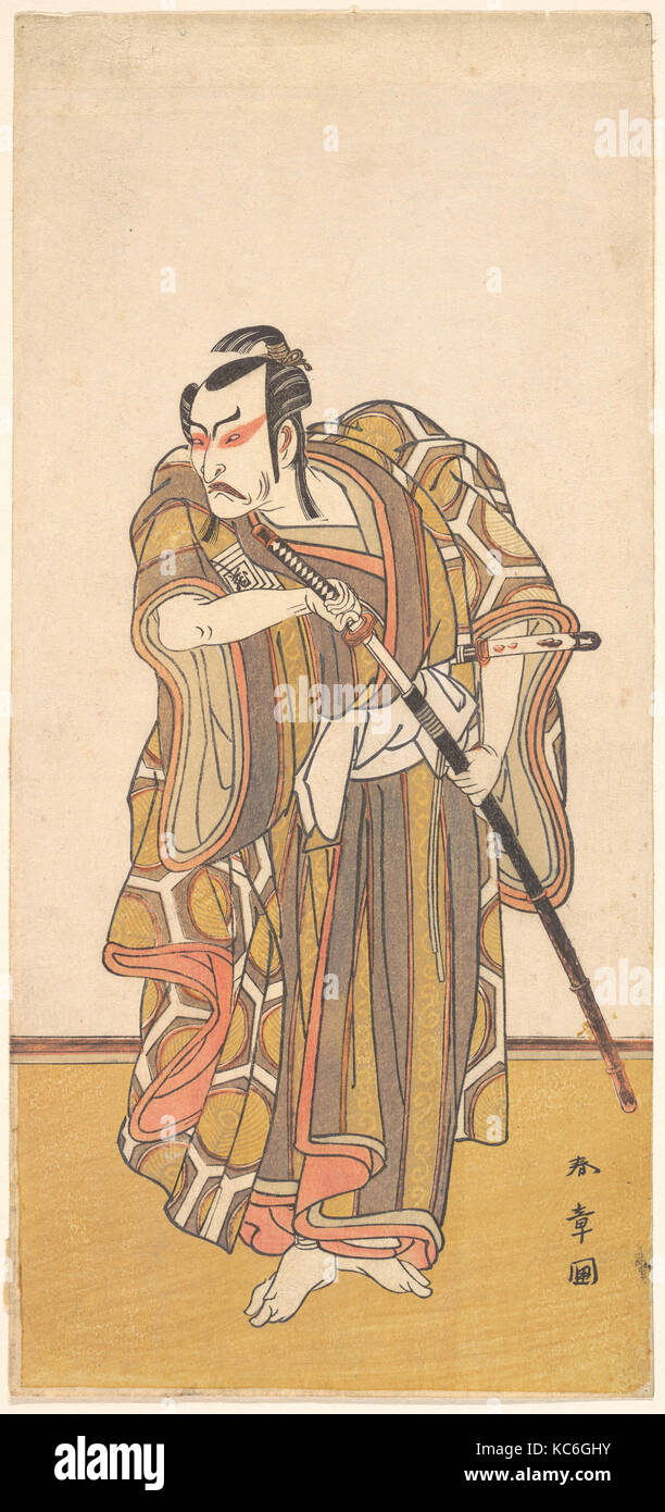 Ichikawa Danzo III als Samurai Zeichnung ein Schwert, Katsukawa Shunshō, Ca. 1772 Stockfoto