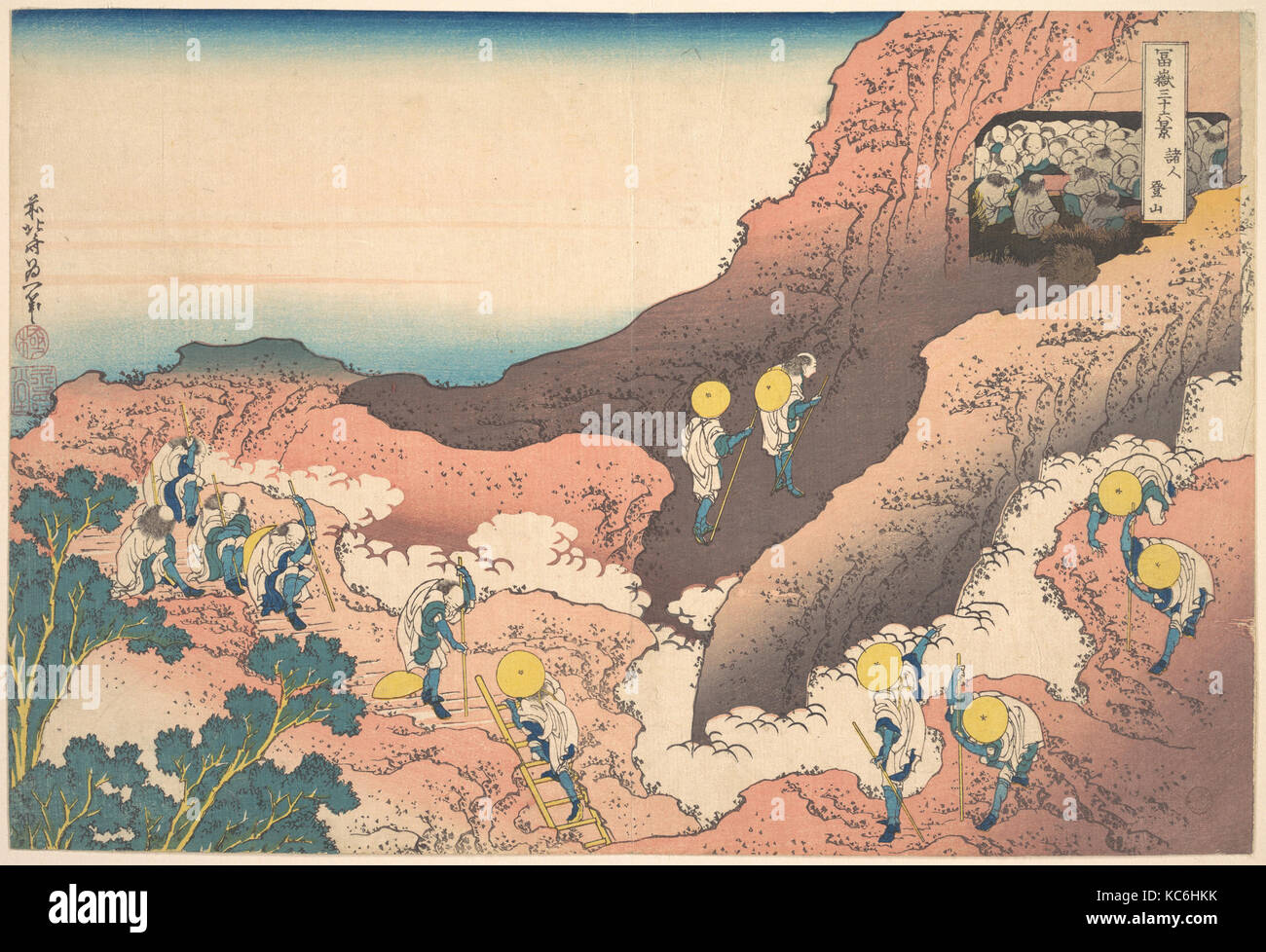 Gruppen von Bergsteiger (Shojin tozan ist), aus der Serie 36 Ansichten des Berges Fuji (Fugaku sanjūrokkei), 冨嶽三十六景 諸人登山 Stockfoto