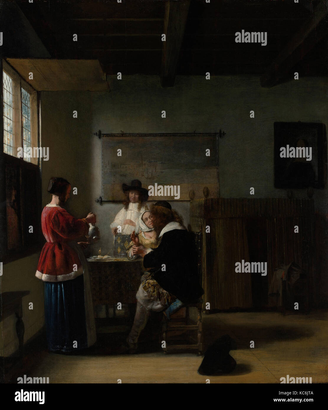 Der Besuch, Ca. 1657, Öl auf Holz, 26 3/4 x 23 in. (67,9 x 58,4 cm), Gemälde, Pieter de Hooch (Niederländisch, Rotterdam 1629 - 1684 Stockfoto