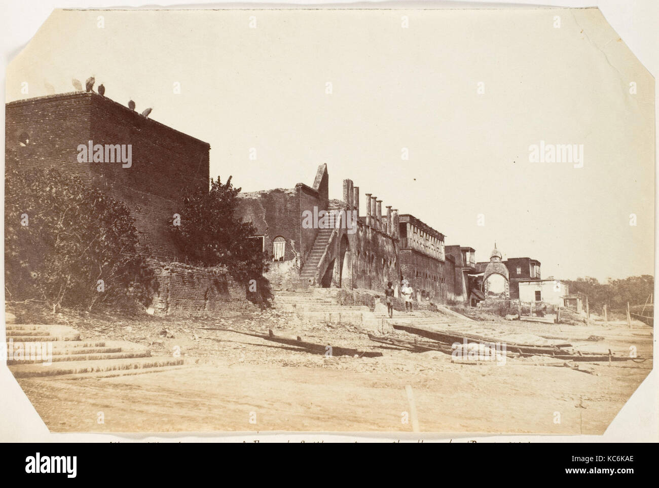 Brennen von Ghat, Chandanagore - eine französische Siedlung auf dem Hoogly, Unbekannt, 1858-61 Stockfoto