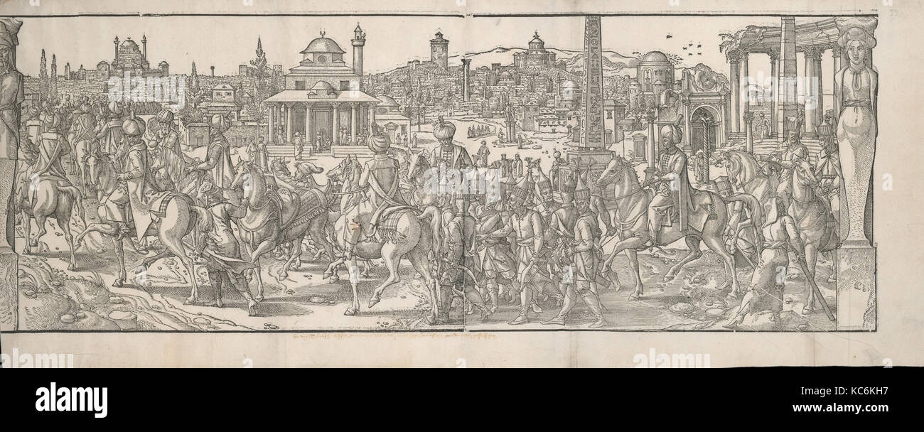 Prozession von Sultan Süleyman durch die Atmeidan aus der Frieze Ces Moeurs et fachons de faire de Turcz (Zoll und Moden Stockfoto