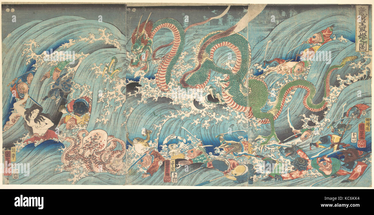 Ryugu Tamatori Hime no su, die Wiederherstellung der gestohlenen Juwel aus der Palast der Dragon King, Utagawa Kuniyoshi, 1853 Stockfoto