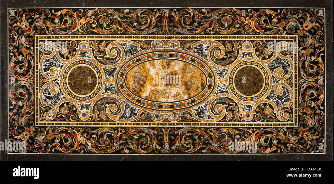 Pietra Dura Tischplatte, späten 16. oder frühen 17. Stockfoto