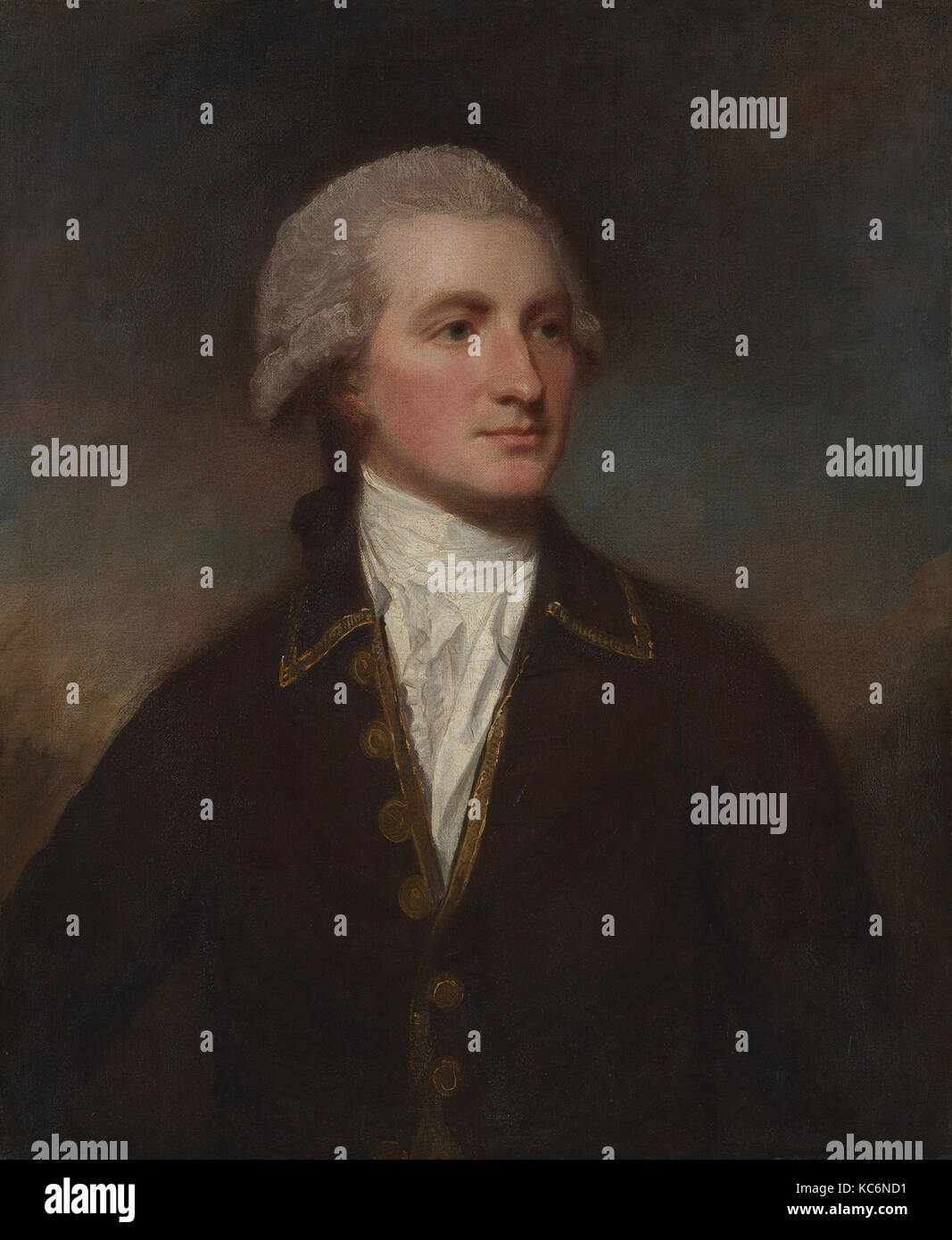 Porträt eines Mannes, Öl auf Leinwand, 30 x 24 cm. (76,2 x 62,9 cm), Gemälde, George Romney (Briten, Beckside, Lancashire 1734 Stockfoto