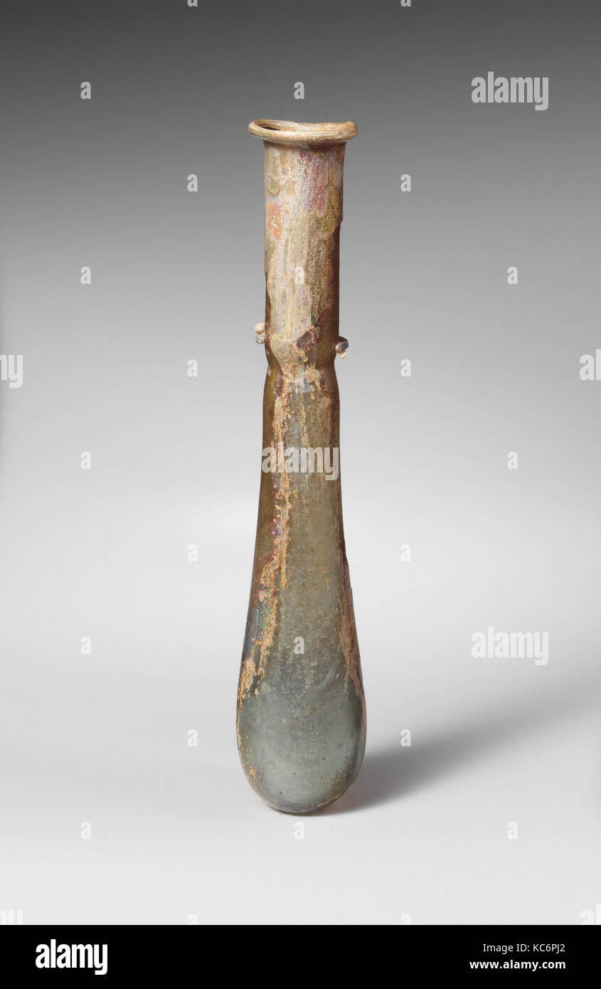 Glas Parfüm Flasche, Anfang bis Mitte Imperial, 1.-2. Jahrhundert n. Chr., Römische, Glas, geblasen, Gesamt: 4 1/2 in. (11,4 cm), Glas Stockfoto