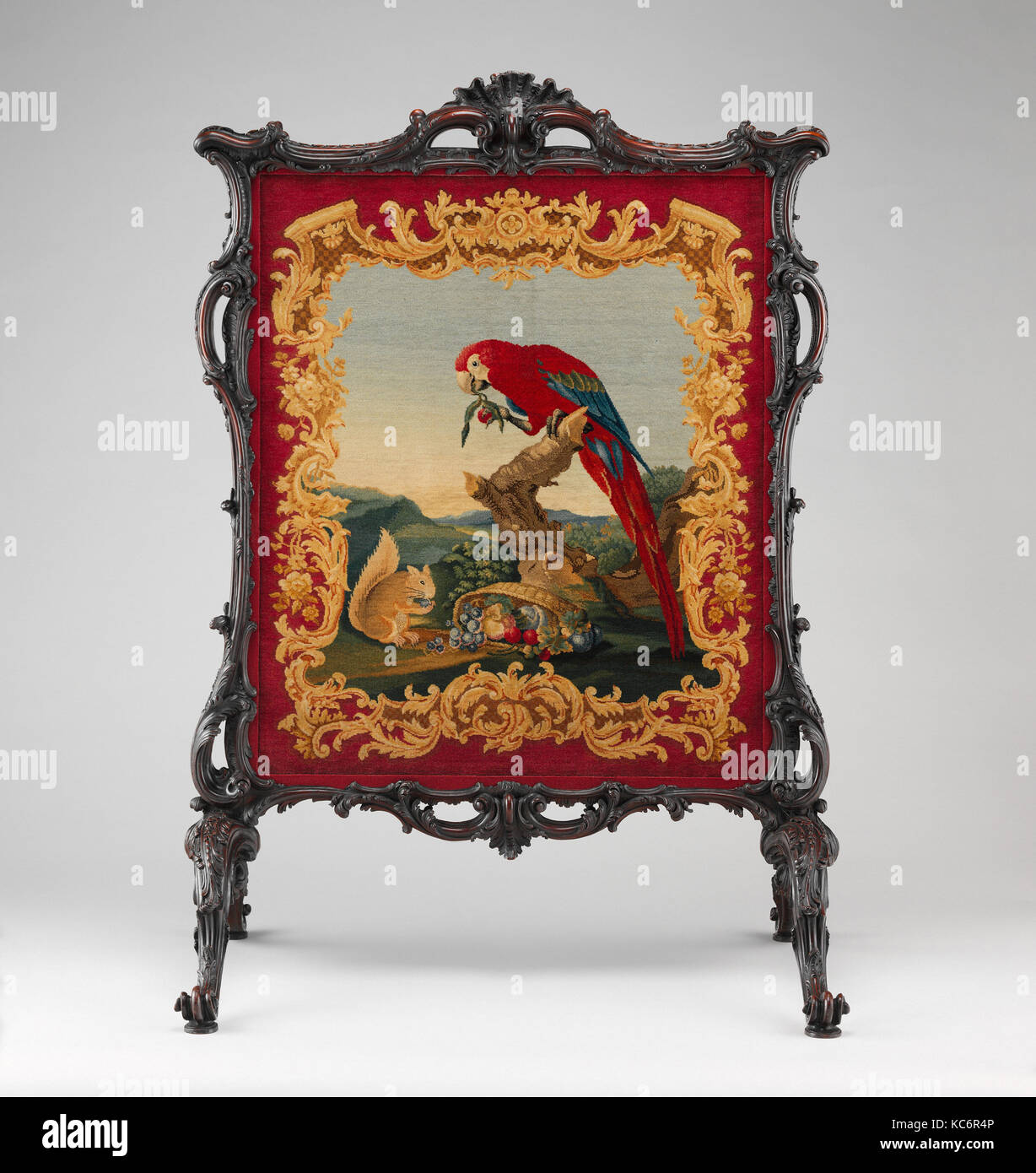 Cheval Feuer Bildschirm, Panel, Thomas Moore, ca zugeschrieben. 1755 - 60 Stockfoto