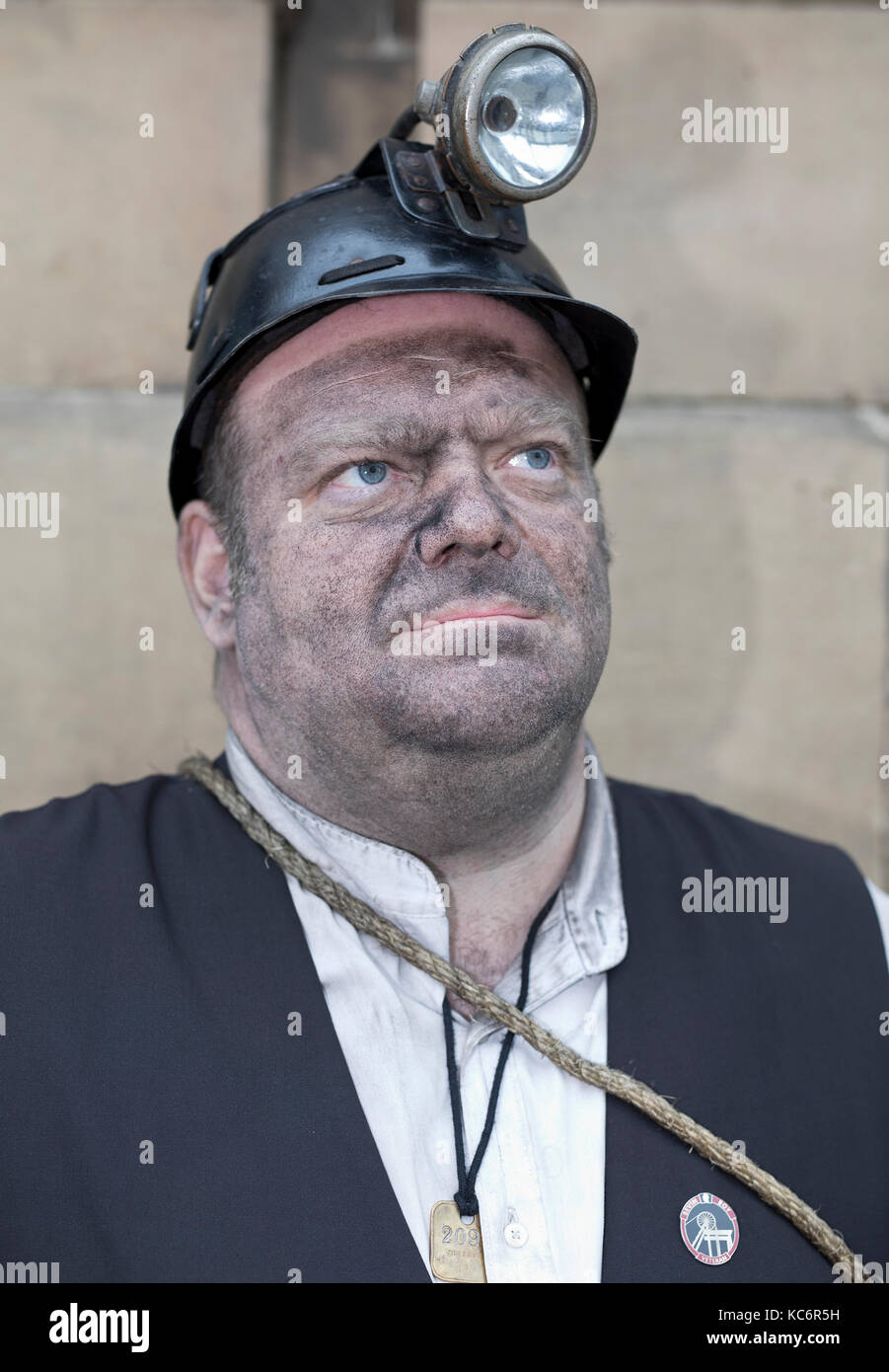 Mann verkleidet als Krieg mal Miner bei welshpool 40 Wochenende. shropshire/Welsh Grenzen 2017 Stockfoto