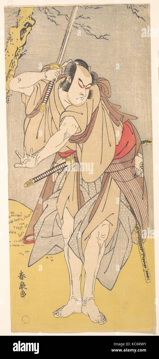 Der Schauspieler Onoe Matsusuke als Samurai mit einem gezückten Schwert, Katsukawa Shunsen, 1786 Stockfoto