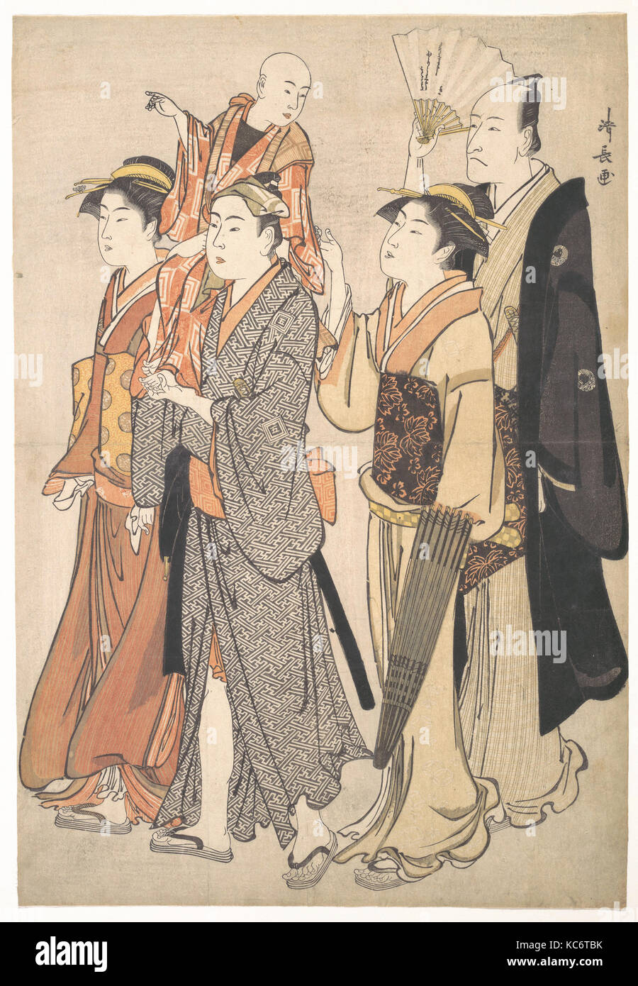 Ichikawa Danjūrō V und seine Familie, Torii Kiyonaga, 1782 Stockfoto
