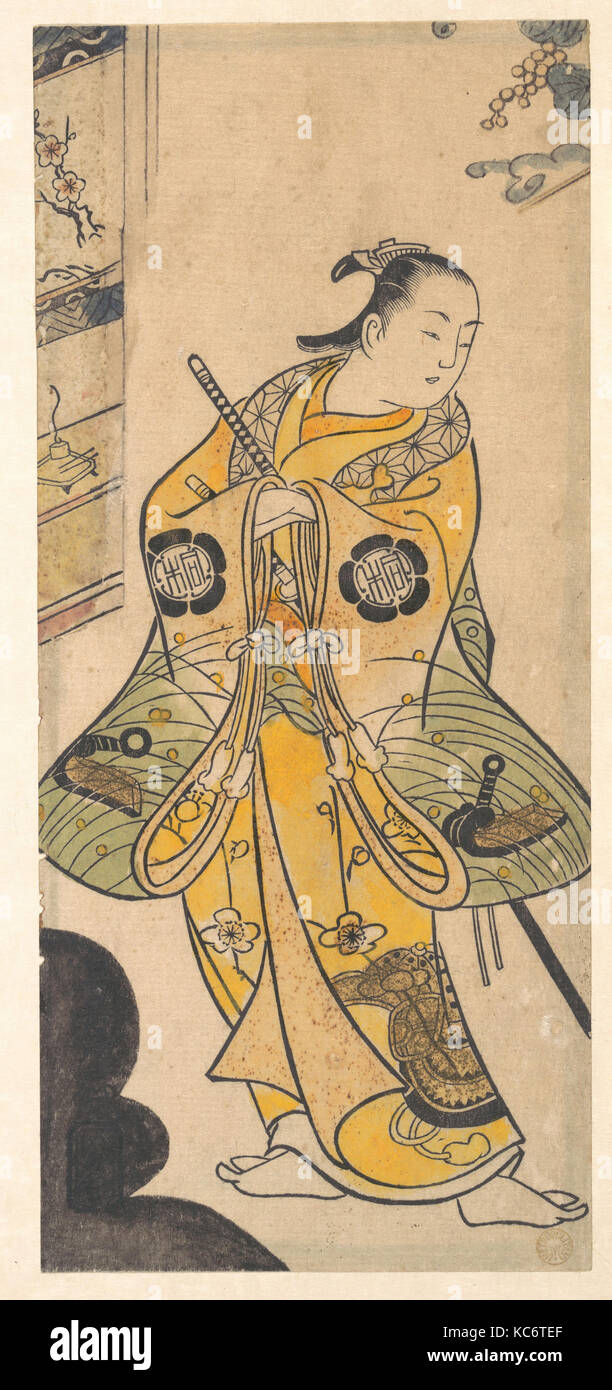 Schauspieler wie ein Samurai Jugend, Edo Periode (1615 - 1868), Ca. 1735, Japan, Polychrome Holzschnitt; Tinte und Farbe auf Papier (Urushi-e Stockfoto
