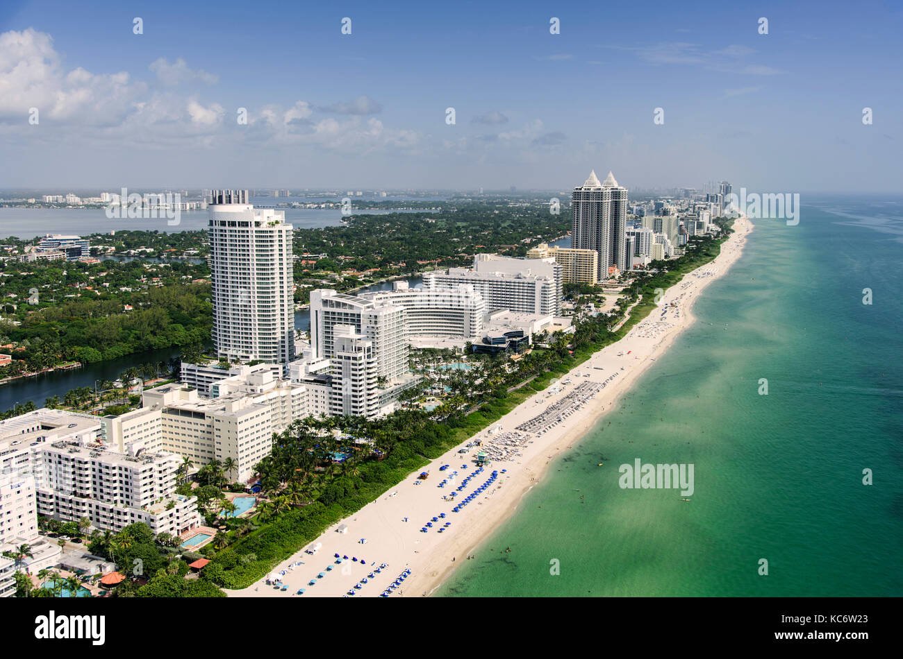 Usa, Florida, Miami, Luftaufnahme der Küstenstadt Stockfoto