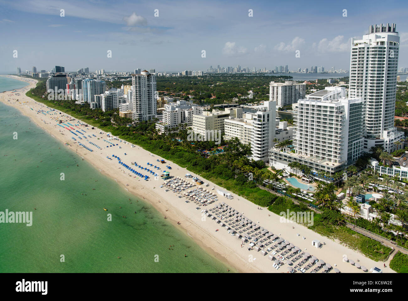 Usa, Florida, Miami, Luftaufnahme der Küstenstadt Stockfoto