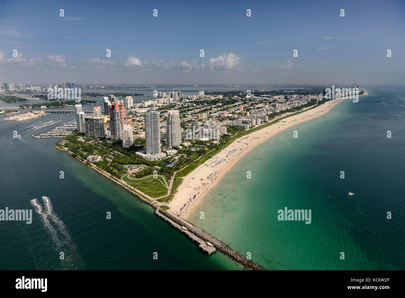 Usa, Florida, Miami, Luftaufnahme der Küstenstadt Stockfoto