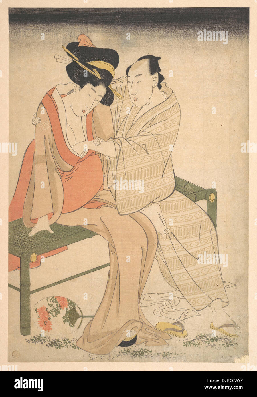 Ein Liebespaar, Edo Periode (1615 - 1868), 1795, Japan, Polychrome Holzschnitt; Tinte und Farbe auf Papier, H., 14 3/4 in. (37,5 Stockfoto