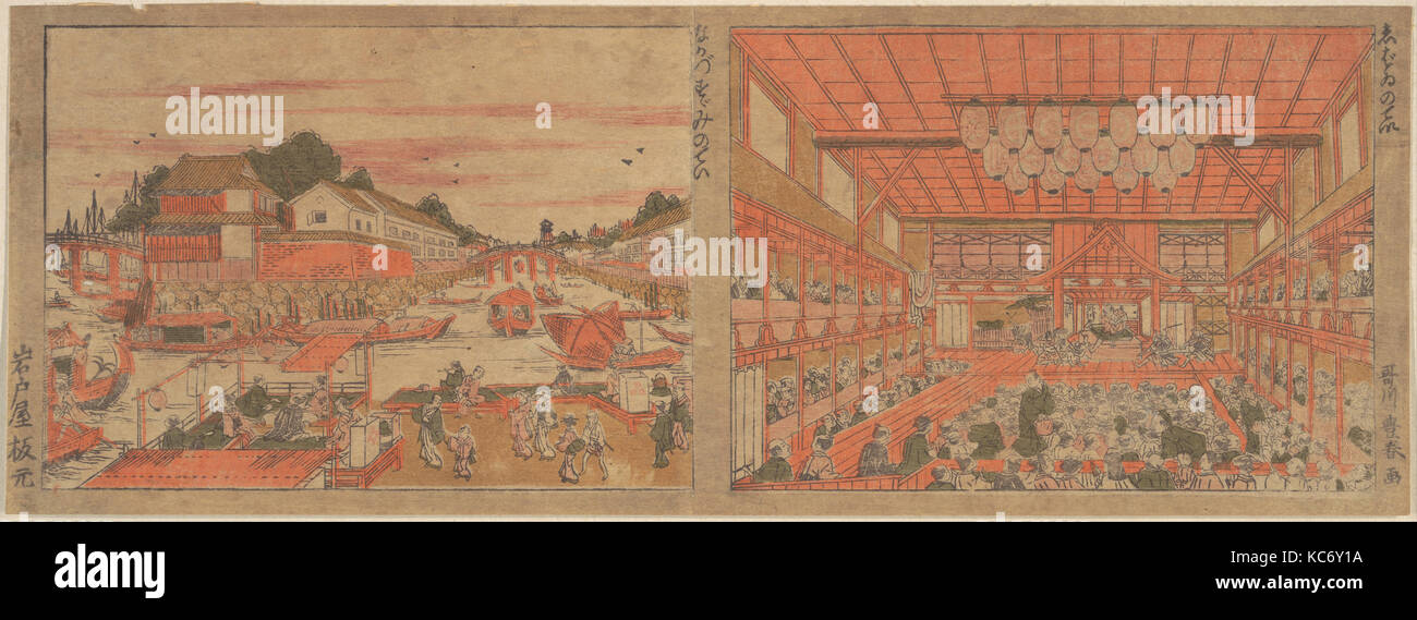 Kühlung bei Nakazu/Kabuki Theater, Utagawa Toyoharu Stockfoto